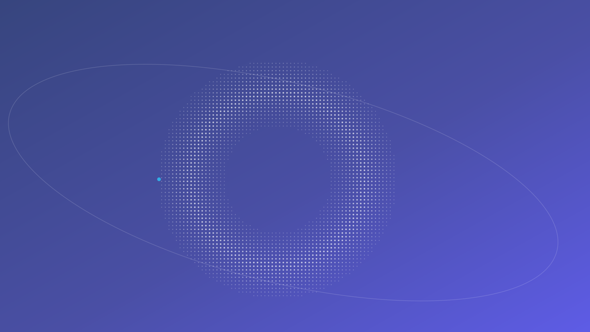 Seconds Co brand art: Indigo Dusk, a halftone plate on an indigo field crossed by a single orbital ring.